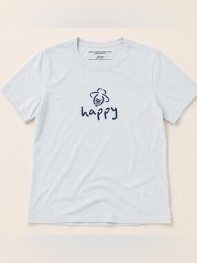 Bee Attitudes | “Bee Happy” Tee | Women’s L | Icy Blue | 100% Cotton